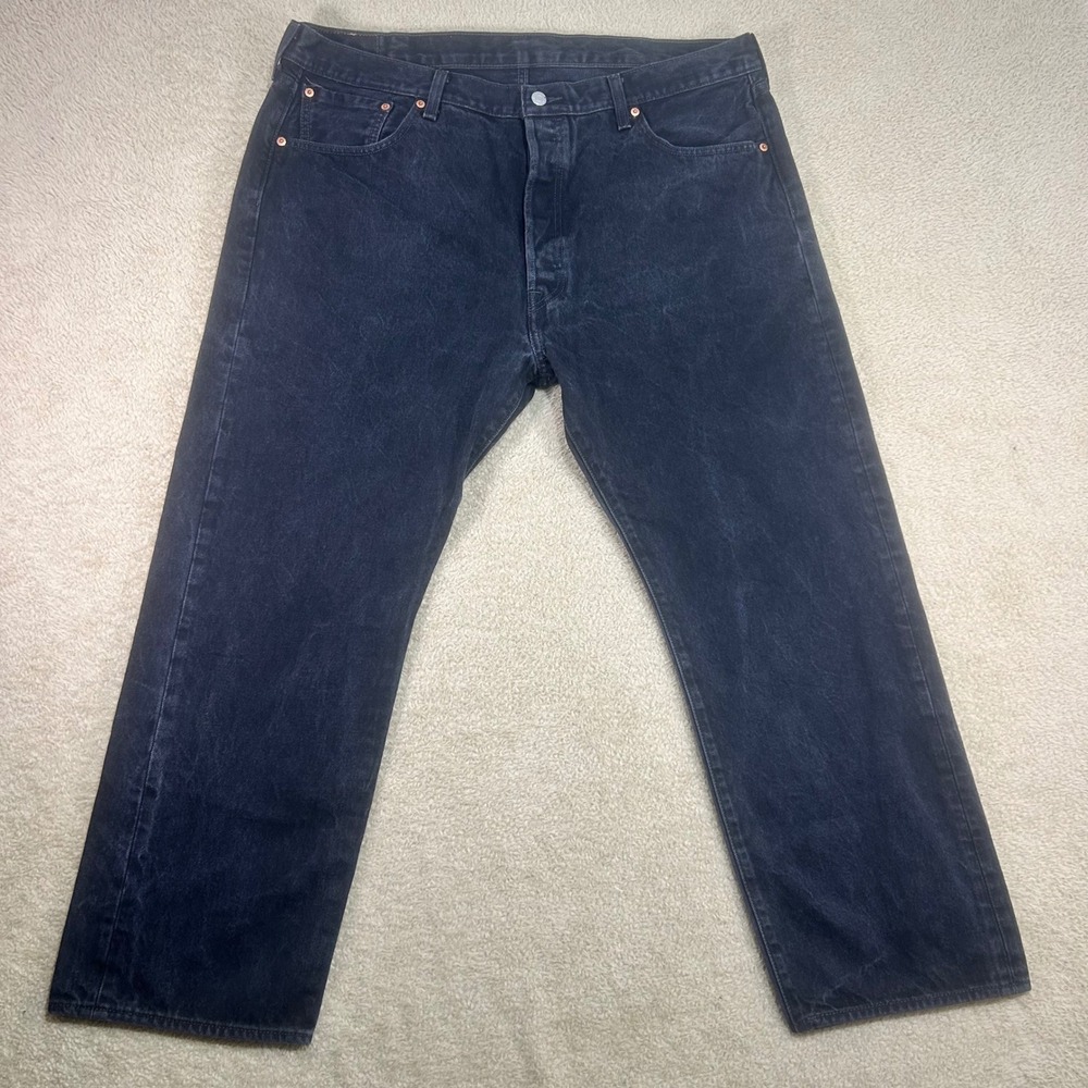 Levi's 501 Mens Jeans Black Wash‎ Button Fly Straight Leg W42 L30